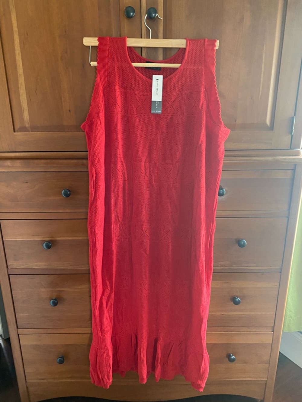 Lane Bryant Red Sleeveless Knit Midi Dress